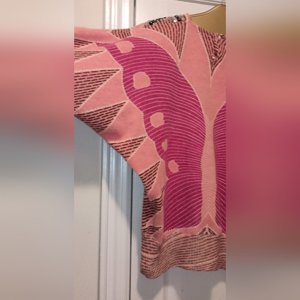 Simone Pia Vintage Italian  Sequin Butterfly Print sweater Size Small - Picture 11 of 16